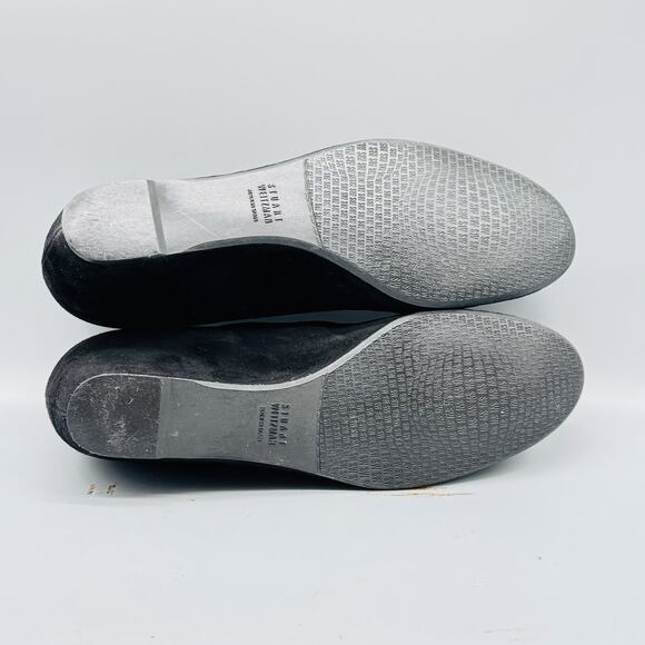 Stuart Weitzman Shoes Womens 8.5 Black Suede Wedge Bow Slip On Made Spain - Picture 8 of 10